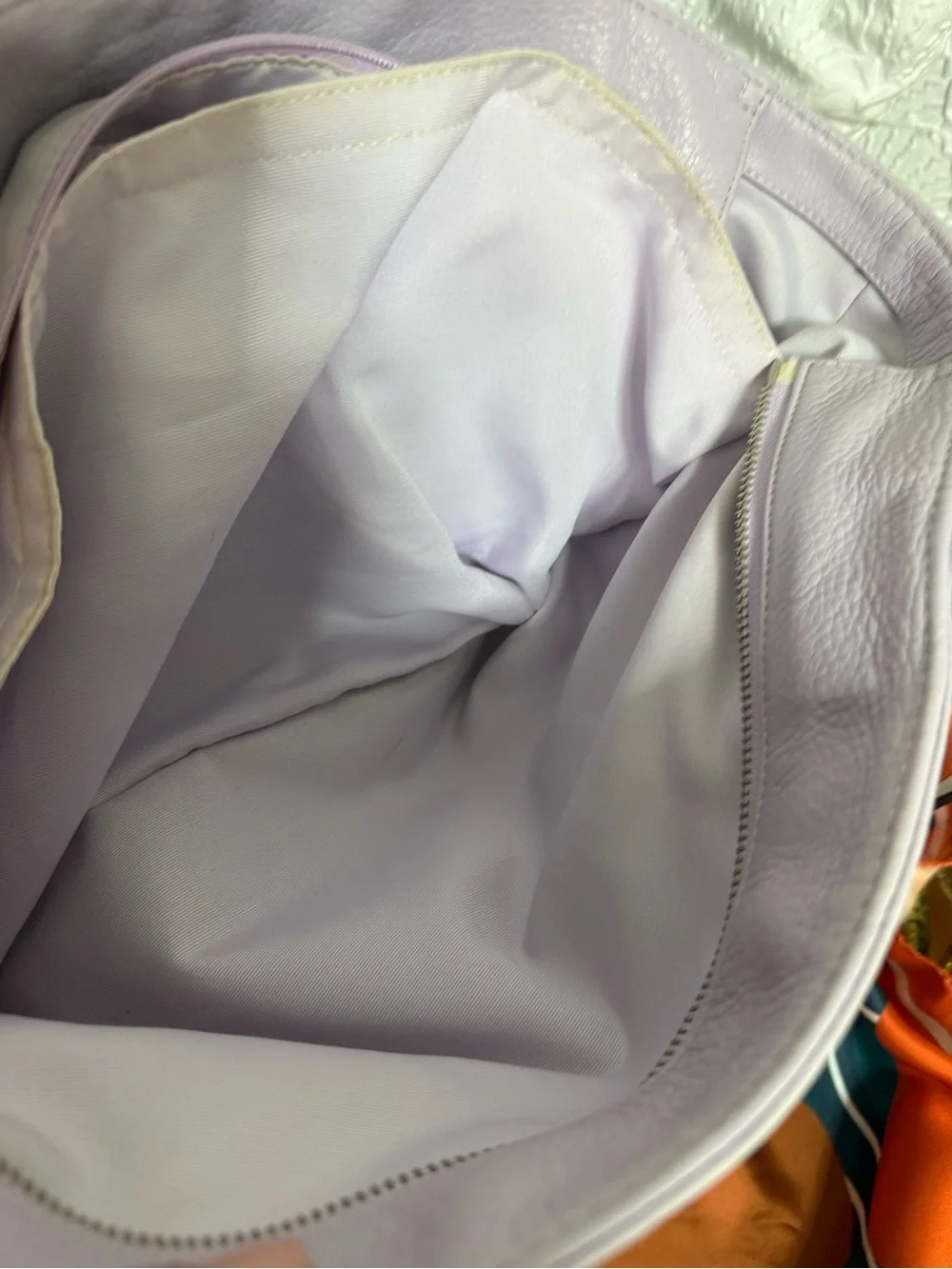 Coach Lilac Leather Tote with Cream Trim and Straps